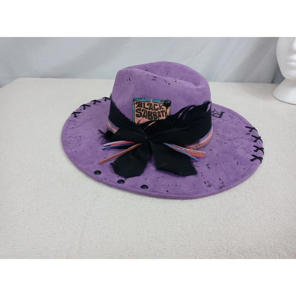 Custom Black Sabbath Hat Paranoid‎ Wide Brim Fedora Festival Rock Heavy Metal